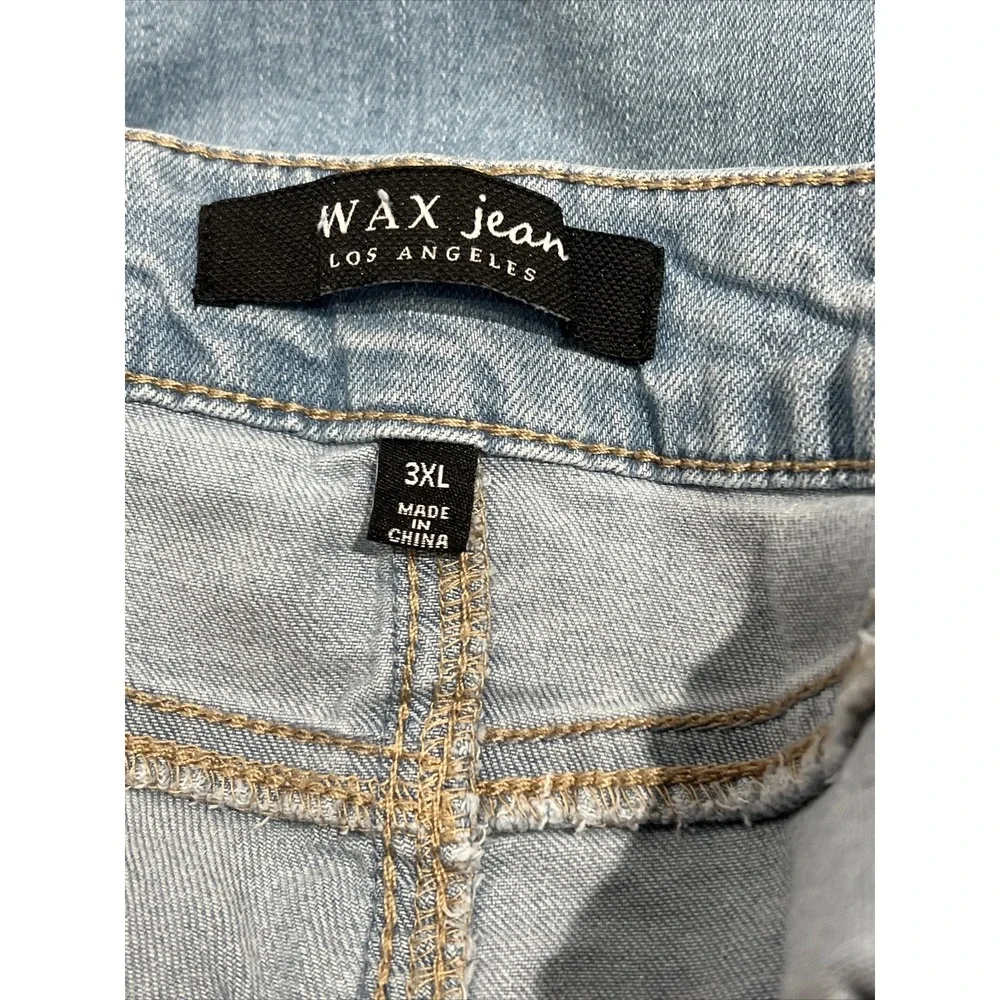 Wax Jean Bermuda Shorts Womens Size 3XL Blue Denim‎ Distressed